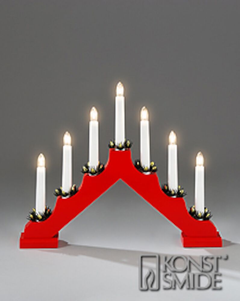 Ljusstake 7-armad röd
