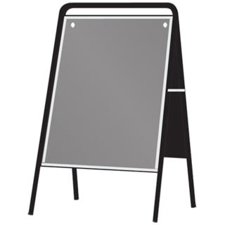 Gatupratare stål svart inkl plastfront 70x50cm