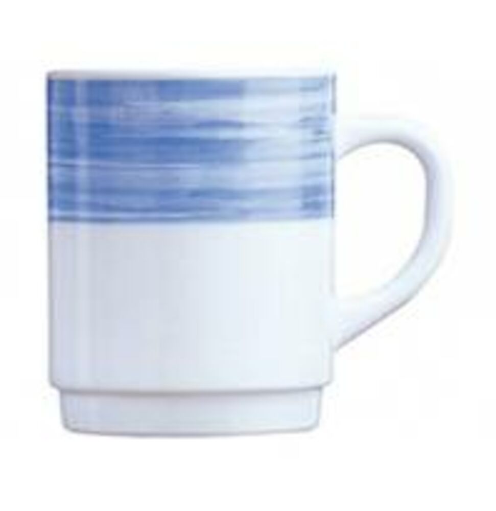 Brush mugg blå stapelbar opalglas 25cl