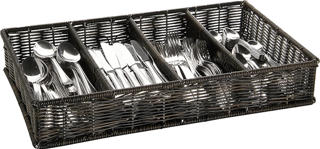 Bestickkorg 4 fack plast brun-svart GN 1/1 h9cm