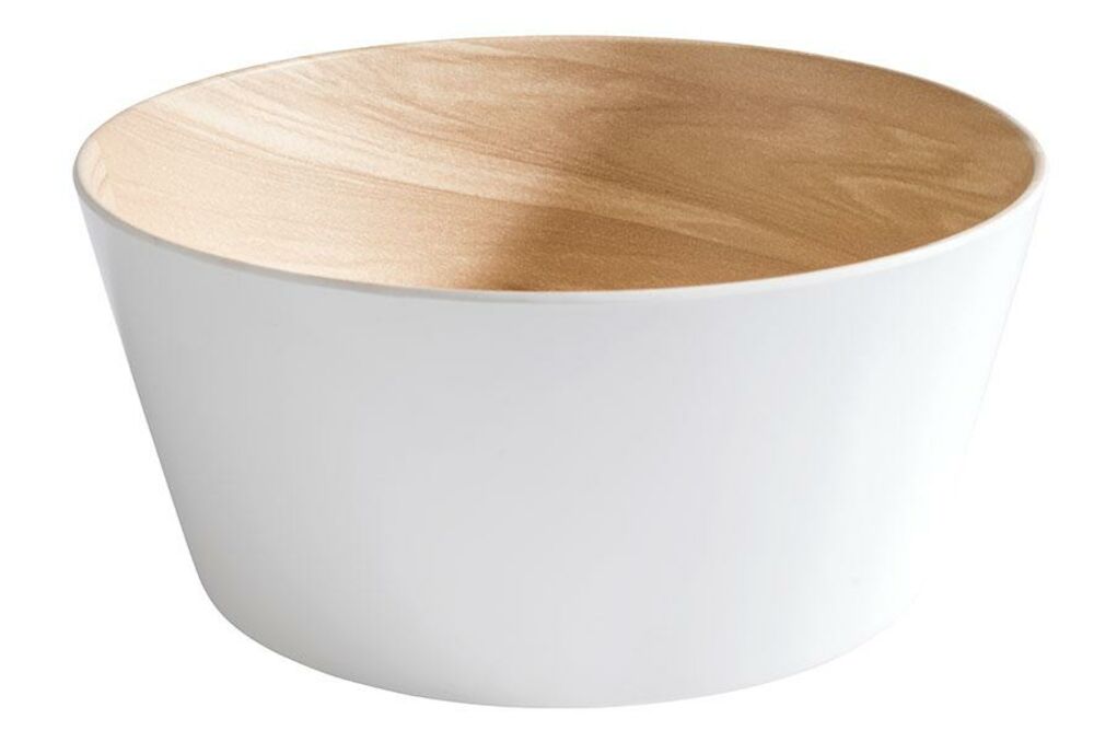 Frida skål vit/trämönstrad melamin 
Ø22cm h10,5cm 2,2L