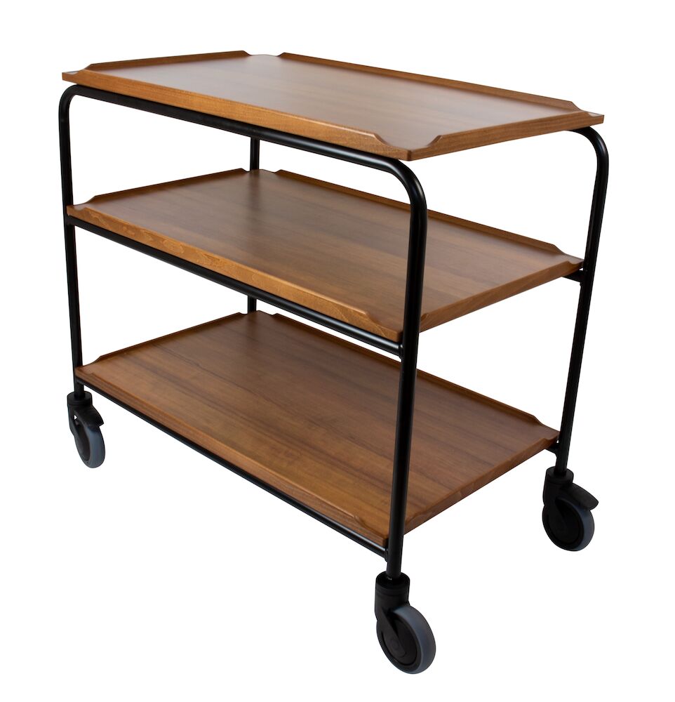 Serveringsvagn 3 hyllor teak 80x52x90cm