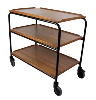 Serveringsvagn 3 hyllor teak 80x52x90cm