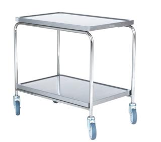 Rullbord 2 hyllor helt rostfri 90x55x82cm