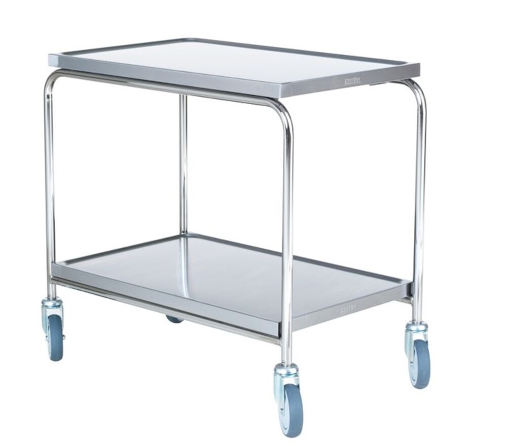 Rullbord 2 hyllor rostfri 90x55x82cm