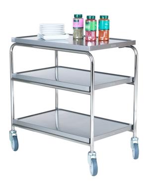 Rullbord 3 hyllor rostfri 90x55x90cm