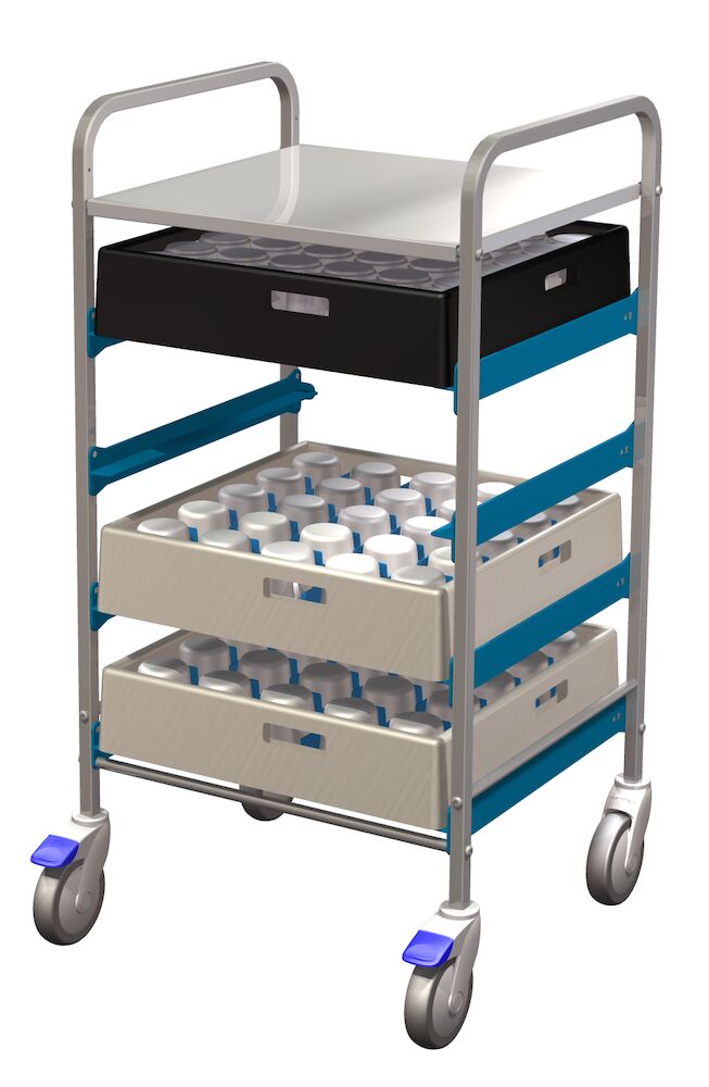 Korgvagn i rostfritt för  5 korgar