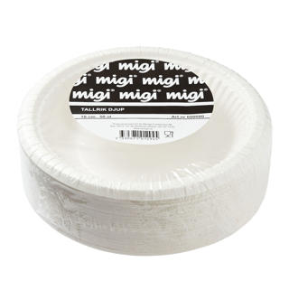 Tallrik djup papper ø18cm vit SVANEN