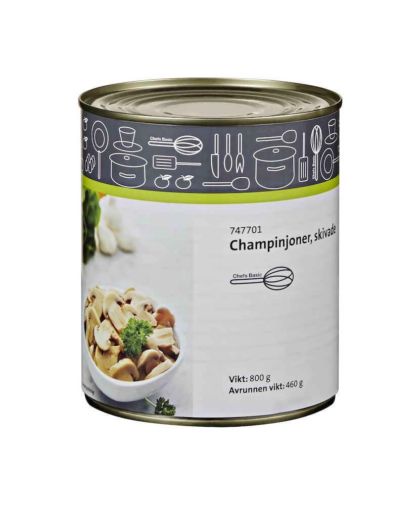 Champinjoner skivade