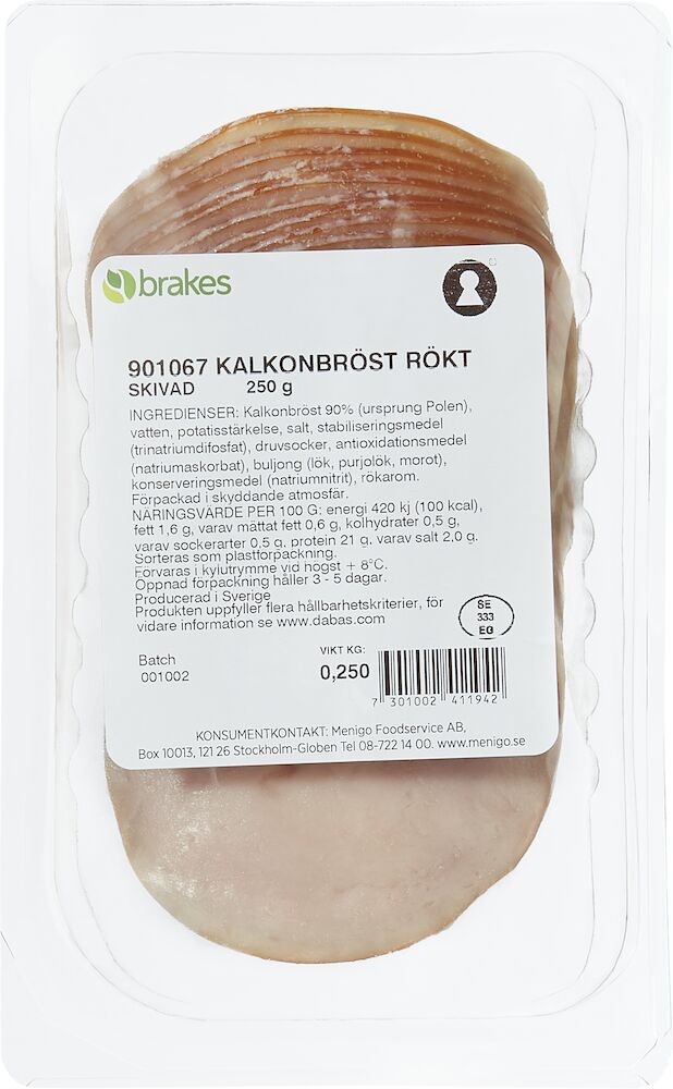 Kalkonbröst rökt skivad 250 g