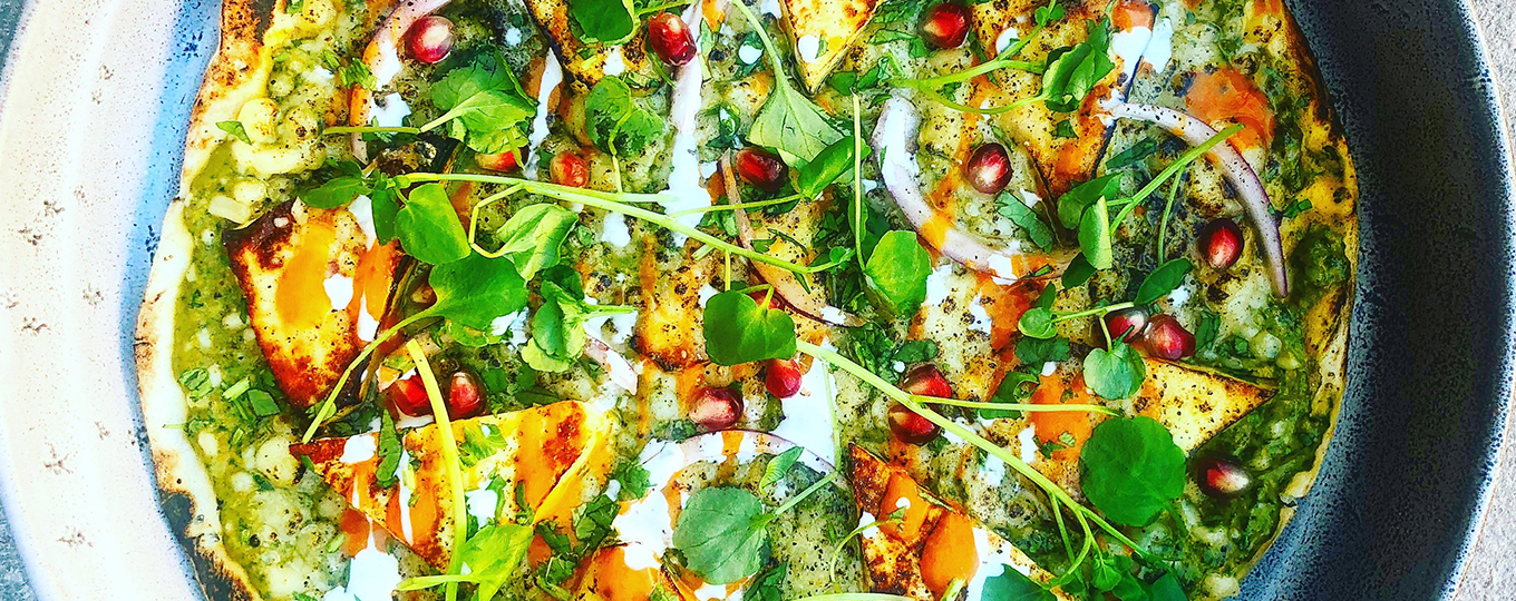 Palak Paneer Naan Pizza